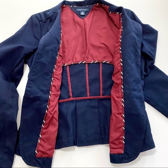 TOMMY HILFIGER Navy Blue Blazer Sz 4 Small Cotton Jacket Coat Military Pocket - Picture 8 of 16